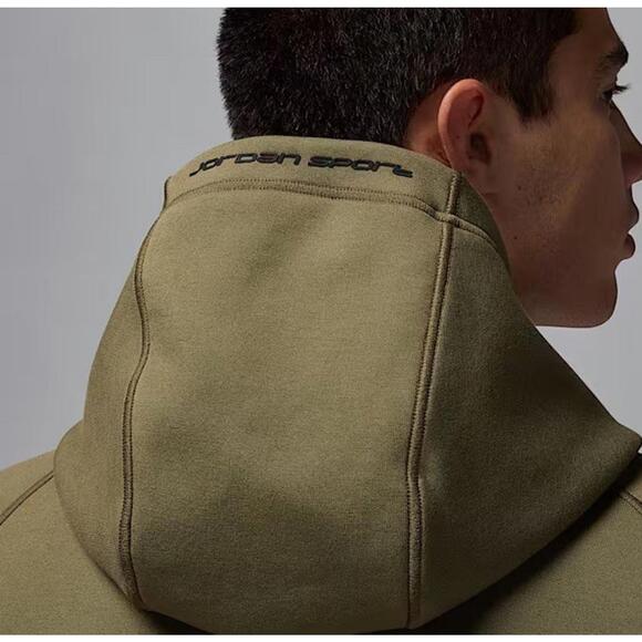 $110 Air Jordan Dri-Fit Sport Hoop Fleece Zip Hoodie Size Small Men Olive FV8602 - Picture 4 of 7